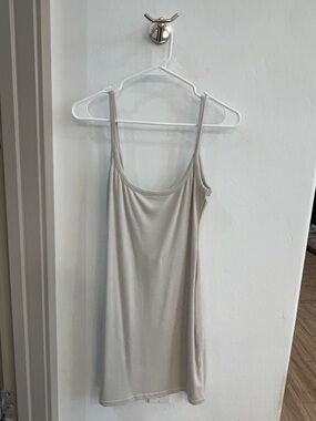 Scoop Neck Mini Slip Dress in Light Cream
